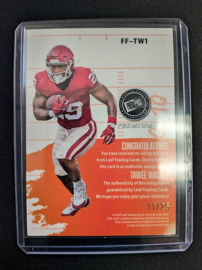 2024 Press Pass Premium Fields of Fury Silver Foil Tawee Walker AUTO 11/25