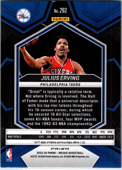 2023-24 Panini Mosaic Julius Erving #292 Green Mosaic NBA Greats