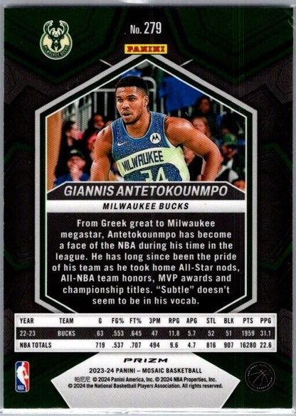 2023-24 Panini Mosaic Giannis Antetokounmpo #279 Silver City Edition