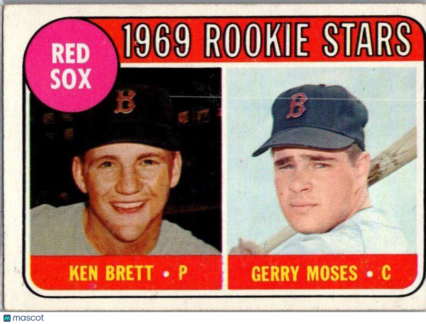 1969 Topps #476a Red Sox 1969 Rookie Stars (Ken Brett / Gerry Moses)