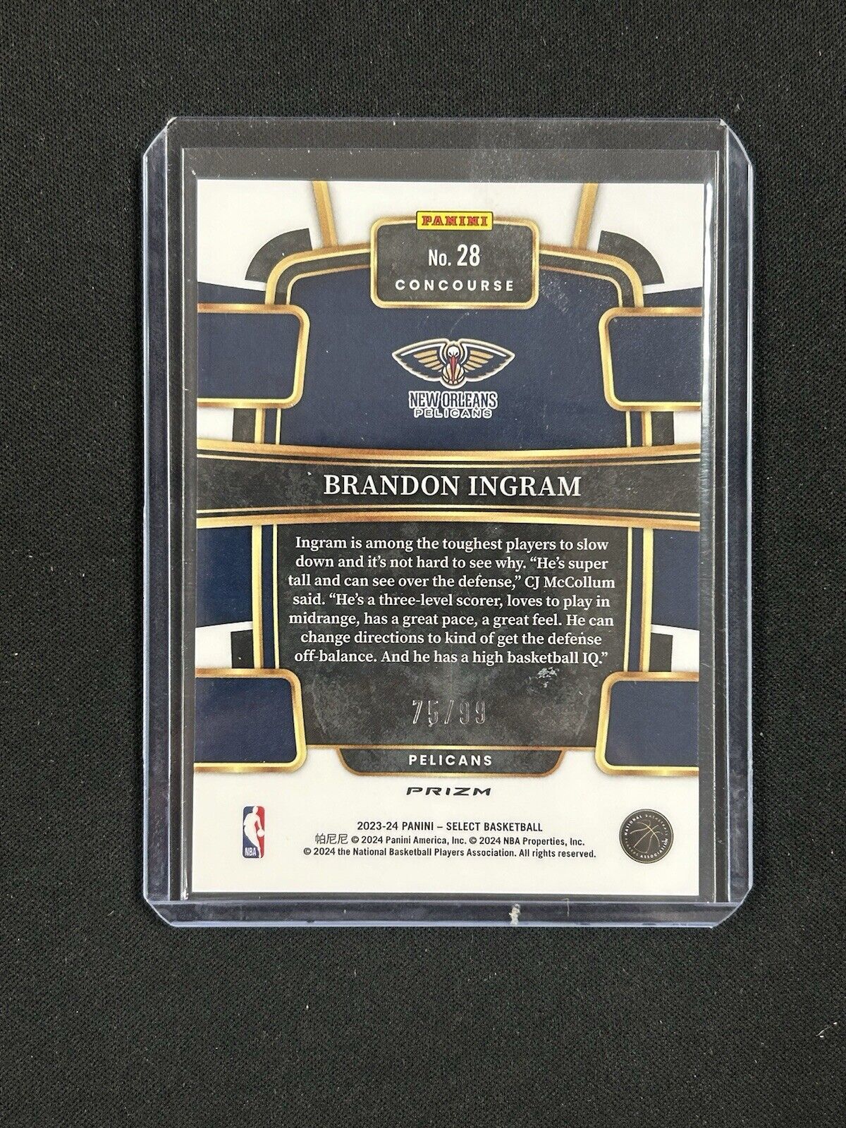 2023 Panini Select Concourse Purple Ice Brandon Ingram /99