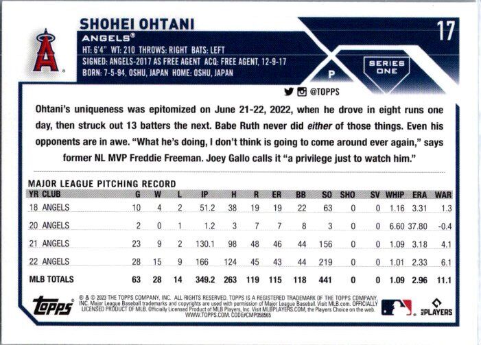 2023 Topps #17 Shohei Ohtani