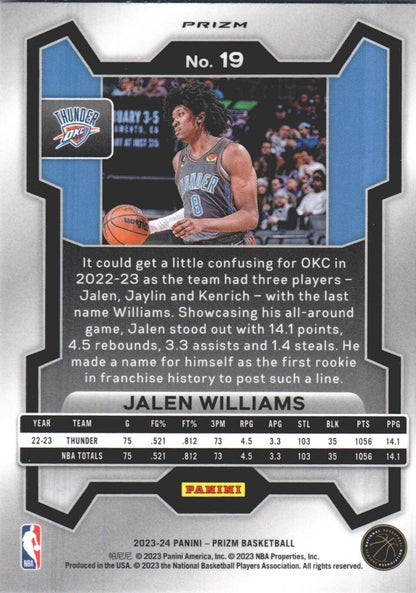 2023-24 Panini Prizm - Orange Ice #19 Jalen Williams