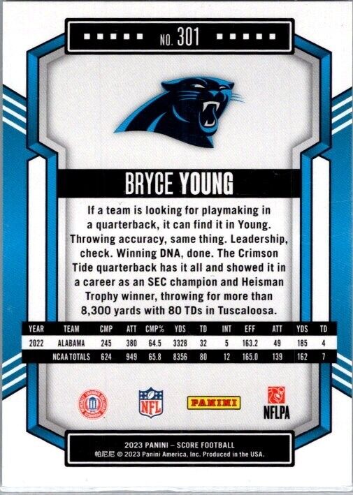 2023 Score - Rookies Gold #301 Bryce Young (RC)