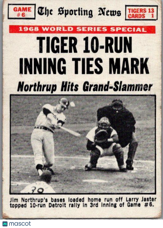 1969 Topps #167 World Series Game #6 - Tiger 10-Run Inning Ties Mark