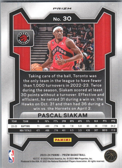 2023-24 Panini Prizm - Orange Ice Prizm #30 Pascal Siakam