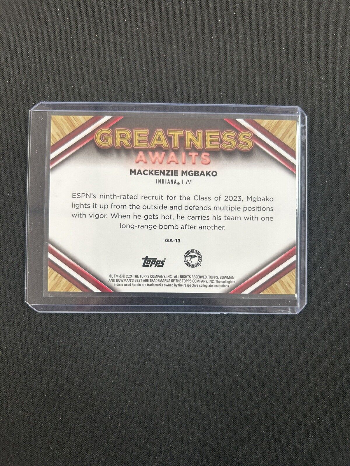 2024 Topps Bowmans Best Greatness Awaits Mackenzie Mgbako /50