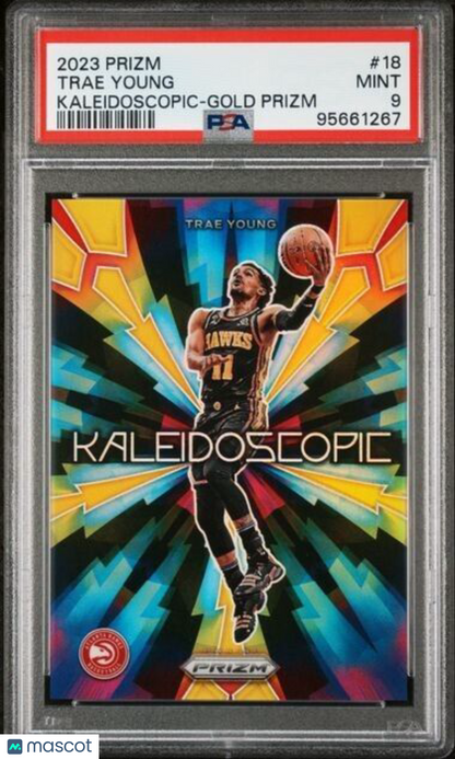 2023 Panini Prizm Kaleidoscopic Gold #18 Trae Young /10 PSA MINT 9