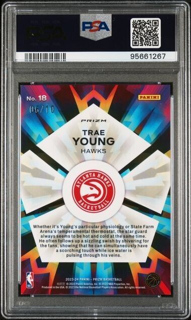 2023 Panini Prizm Kaleidoscopic Gold #18 Trae Young /10 PSA MINT 9