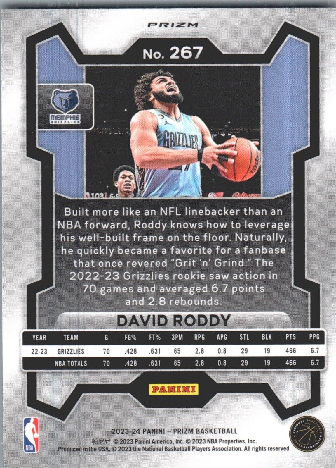 2023-24 Panini Prizm - Orange Ice Prizm #267 David Roddy