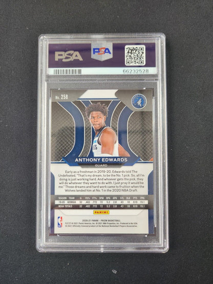 Anthony Edwards PSA 9 Mint 2020-21 Panini Prizm VARIATION #258 Rookie RC