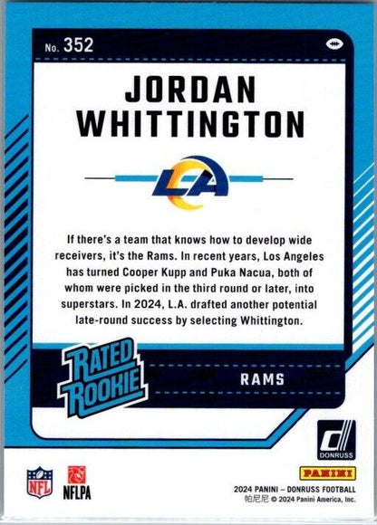 2024 Panini Donruss - Rated Rookie #352 Jordan Whittington (RC)