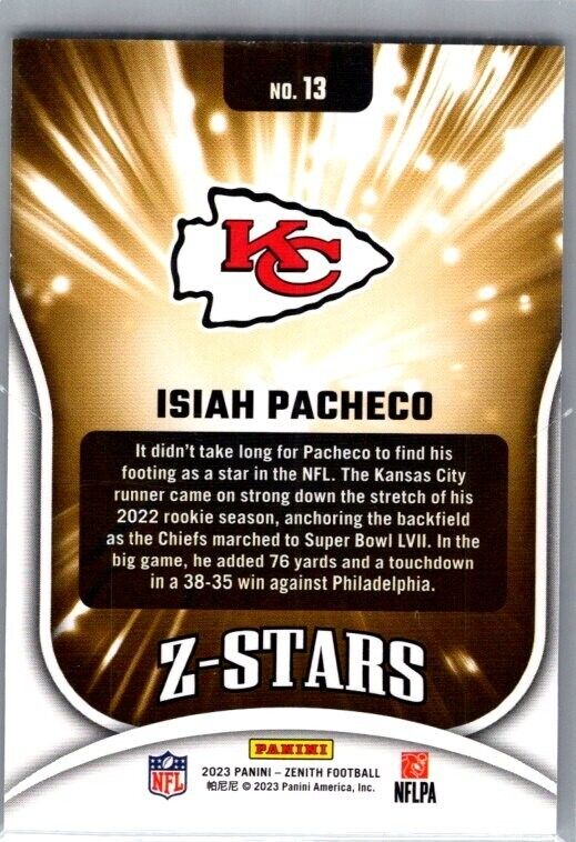 2023 Panini Zenith - Z-Stars #13 Isiah Pacheco