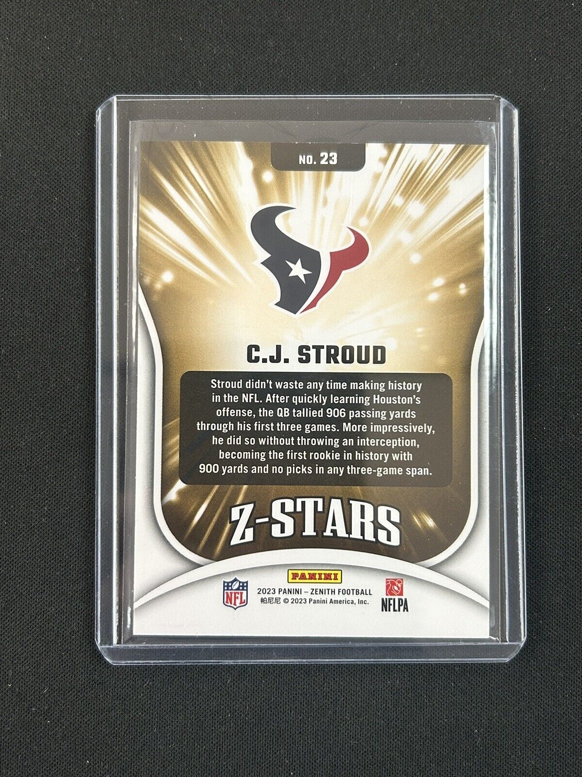 2023 Panini Zenith CJ Stroud Z-Stars RC #23 Texans