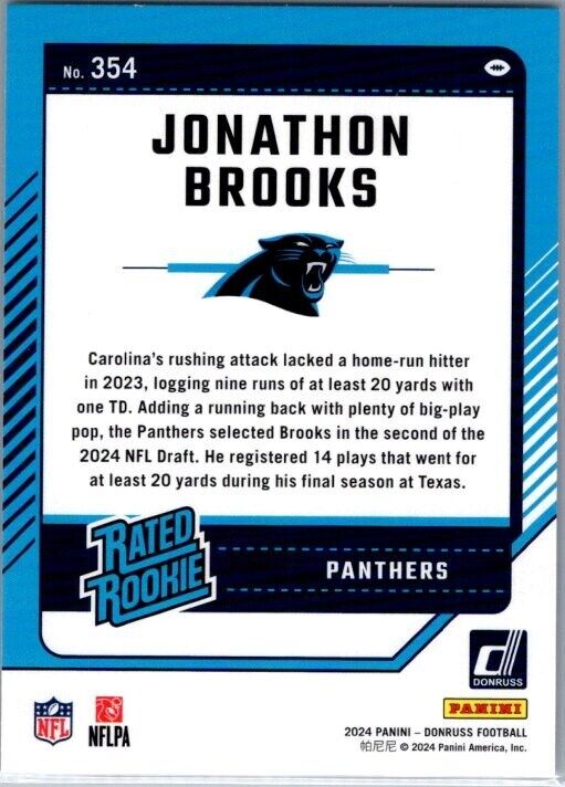 2024 Panini Donruss - Rated Rookie #354 Jonathon Brooks (RC)