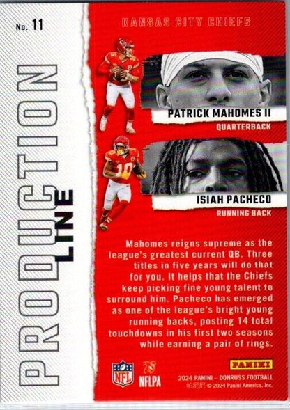 2024 Donruss Production Line #11 Patrick Mahomes / Isiah Pacheco