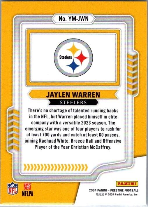 2024 Panini Prestige - Youth Movement #YM-JWN Jaylen Warren