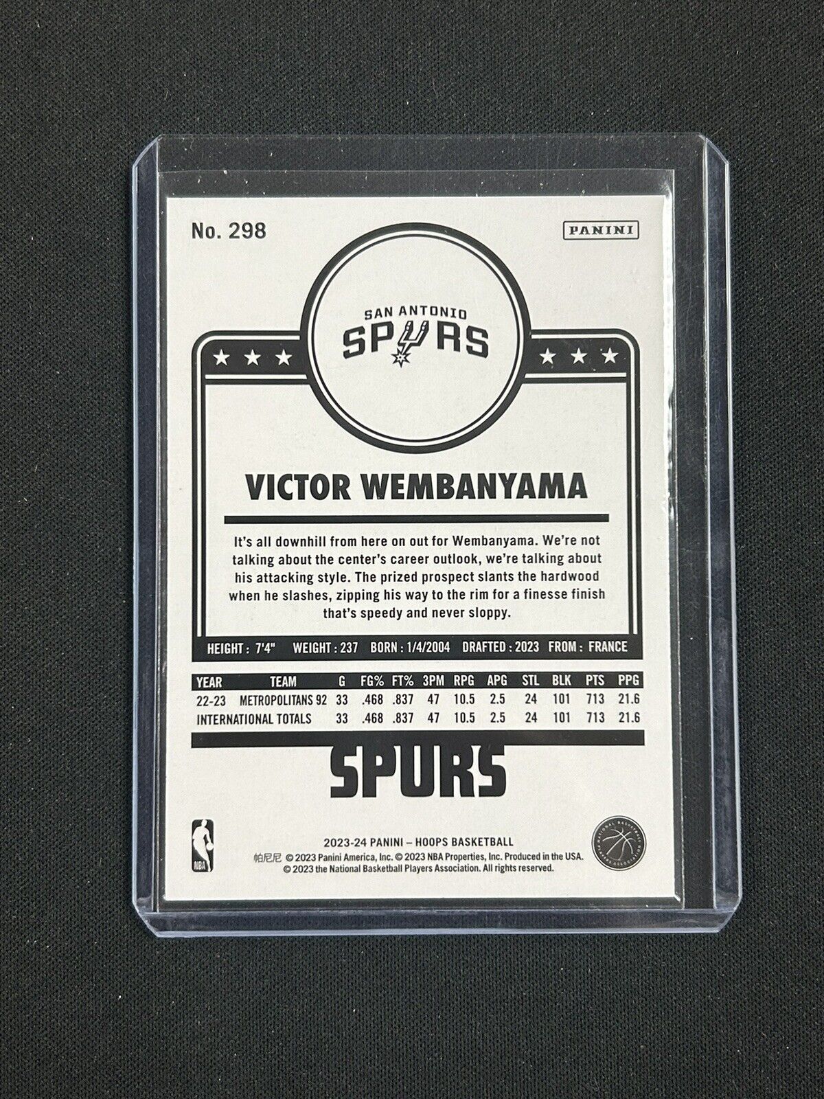 2023-24 Panini NBA Hoops - Hoops Tribute Winter #298 Victor Wembanyama (RC)