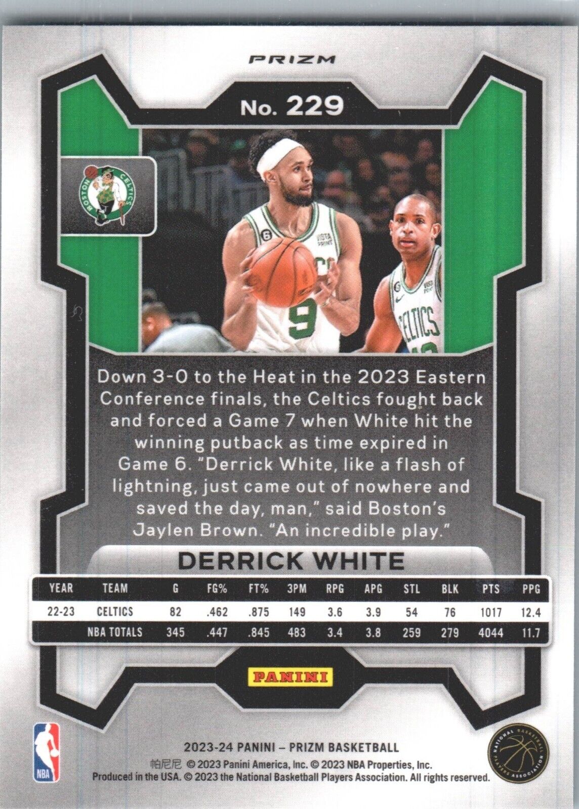 2023-24 Panini Prizm - Green Prizm #229 Derrick White