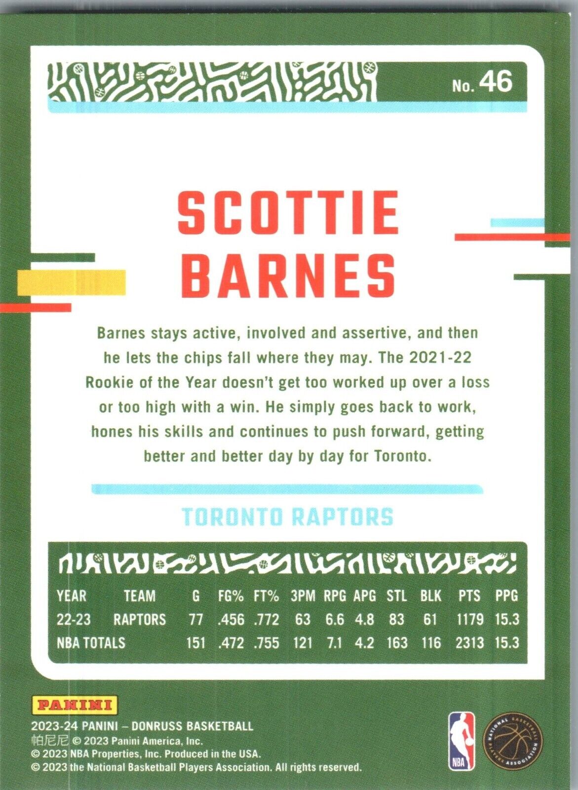 2023-24 Panini Donruss - #46 Scottie Barnes