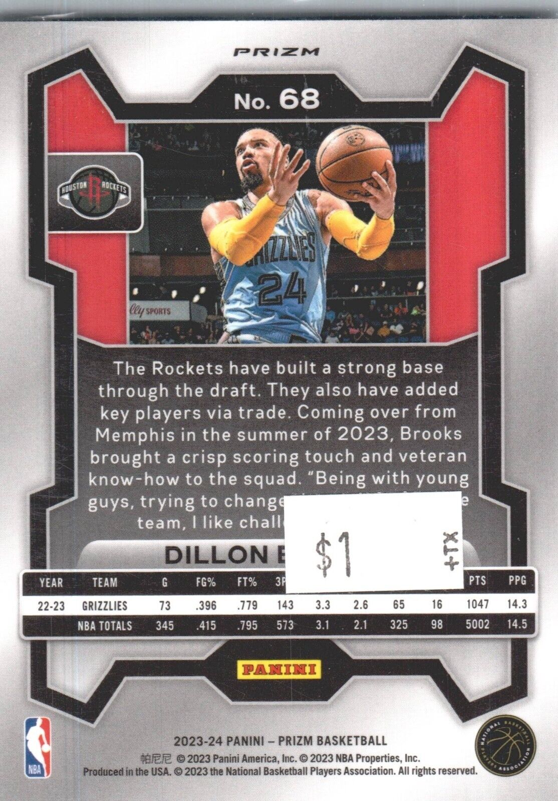 2023-24 Panini Prizm - Ice Prizm #68 Dillon Brooks