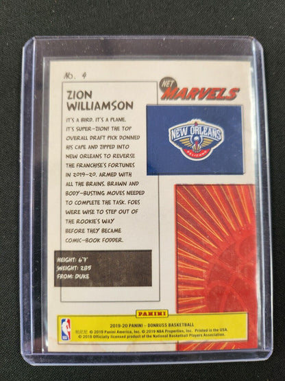 Zion Williamson 2019-20 Panini Donruss NET MARVELS Rookie Insert Card (no.4)