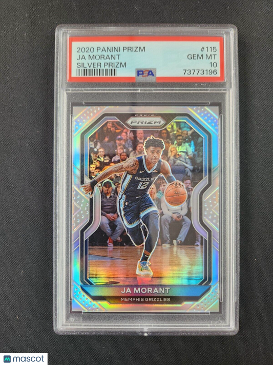 JA MORANT PSA 10 2020 PANINI PRIZM #115 SILVER PRIZM GRIZZLIES 2ND YEAR 1076