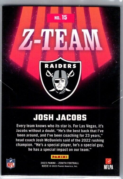 2023 Panini Zenith - Z-Team #15 Josh Jacobs