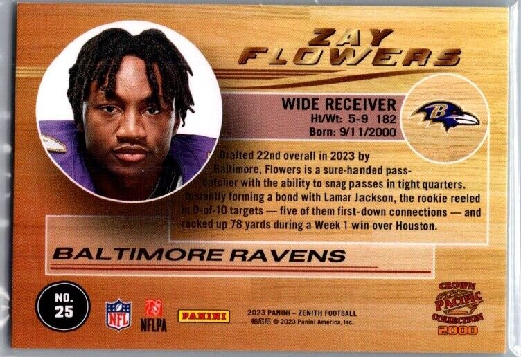 2023 Panini Zenith - Pacific Revolution #25 Zay Flowers (RC)