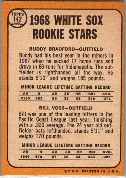 1968 Topps #142 White Sox 1968 Rookie Stars (Buddy Bradford / Bill Voss)