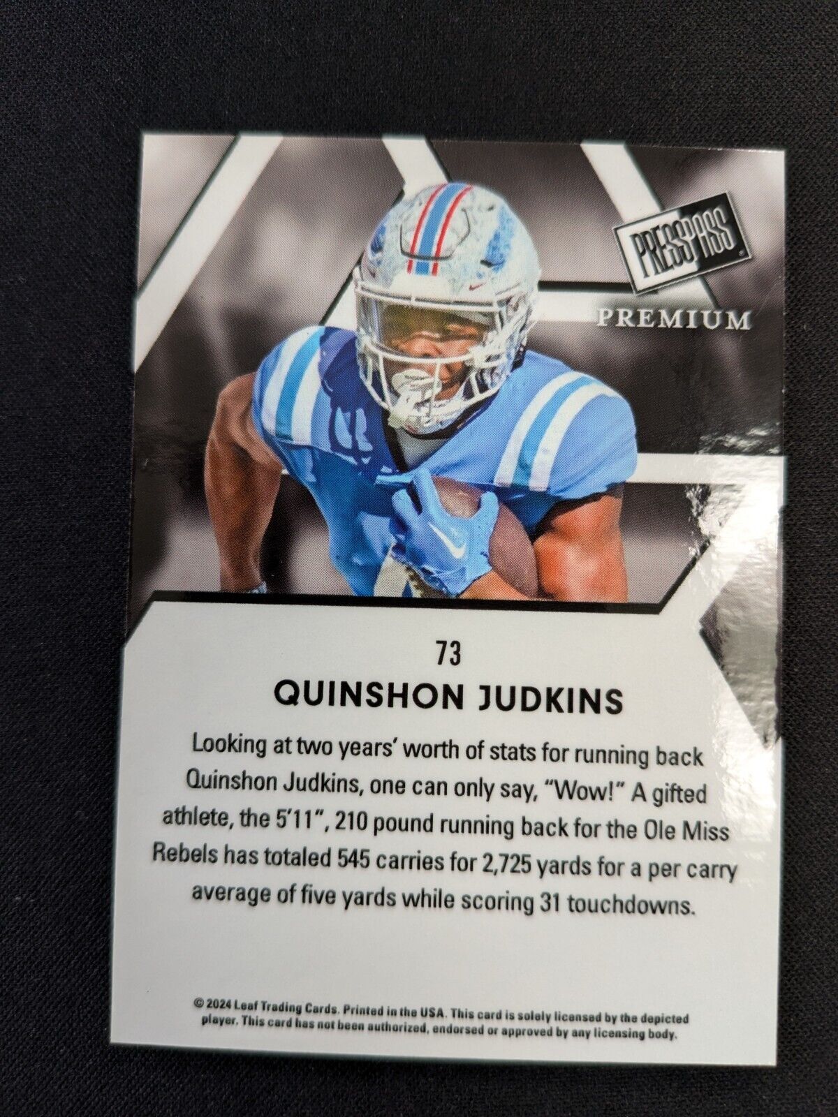 2024 Press Pass Premium Black Quinshon Judkins #73