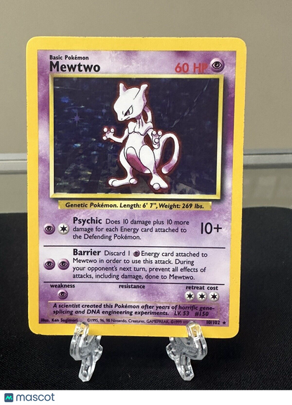 Mewtwo 10/102 Base Set Holo Rare LP+