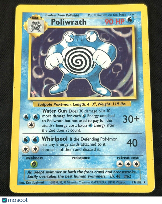 Pokémon TCG Poliwrath Base Set 13/102 Holo Unlimited Holo Rare MP