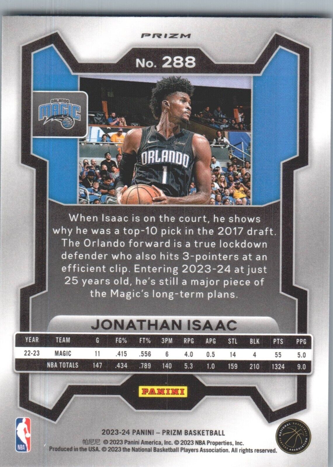 2023-24 Panini Prizm - Ice Prizm #288 Jonathan Isaac