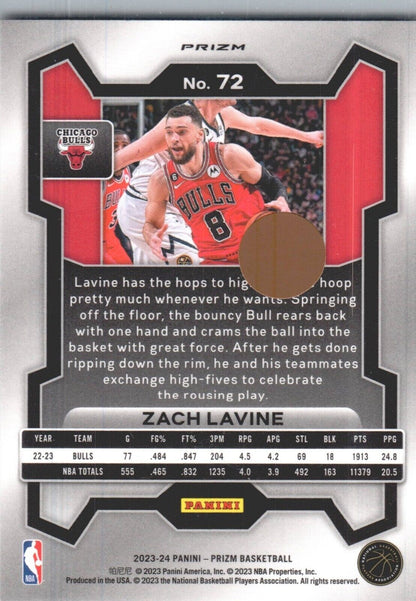 2023-24 Panini Prizm - Red Ice Prizm #72 Zach LaVine /149