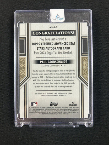 2023 Topps Tier One Paul Goldschmidt Certified Advanced Stats Stars Auto #/10