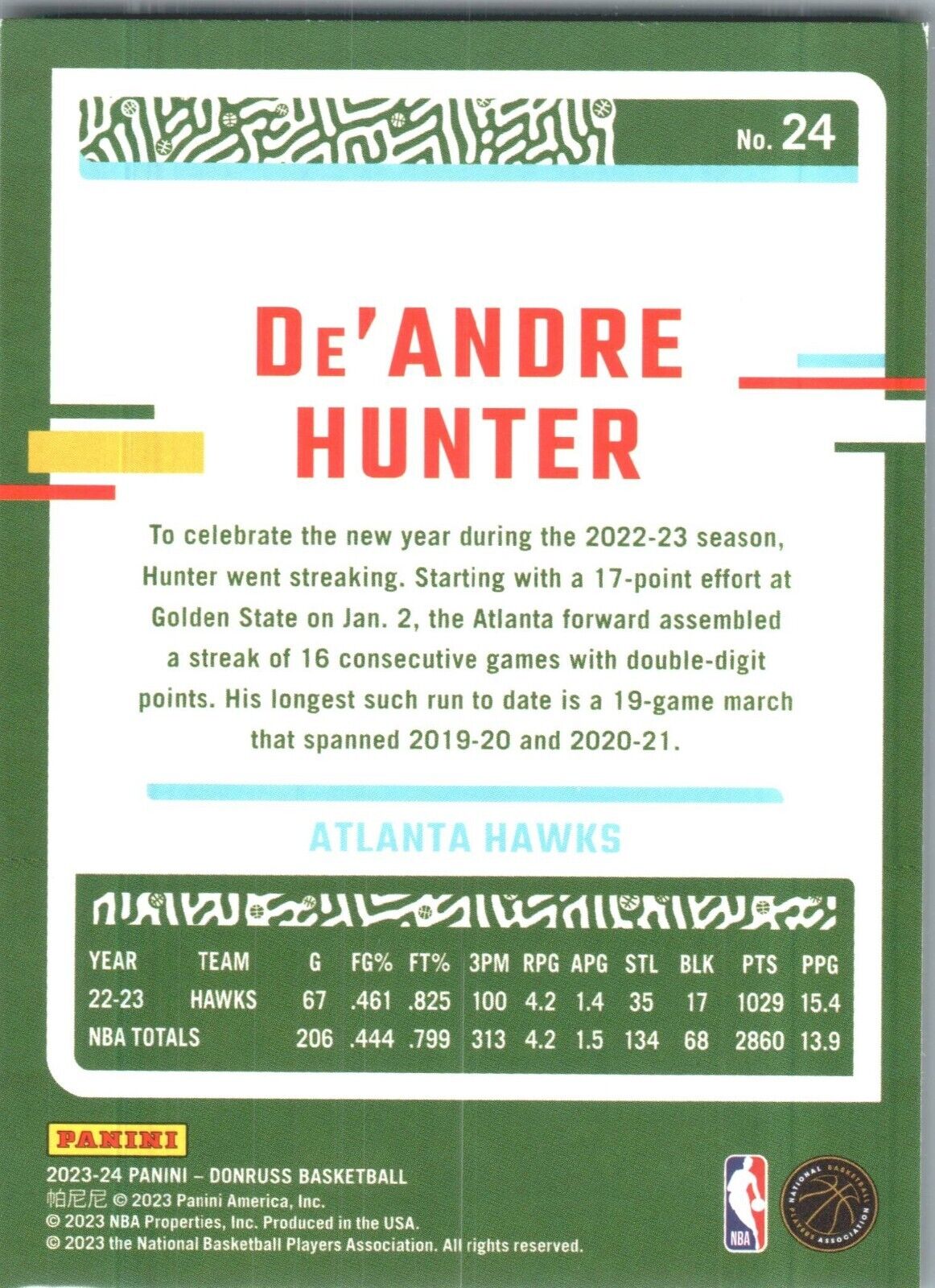 2023-24 Panini Donruss - #24 De'Andre Hunter