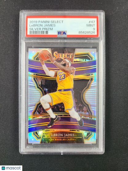 Lebron James 2019 Panini Select Silver Prizm #47 PSA 9 Concourse Level