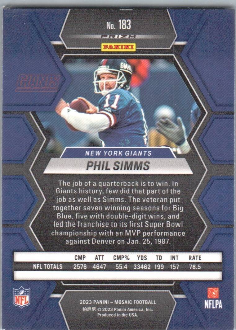 2023 Panini Mosaic #183 Phil Simms Camo Pink Mosaic