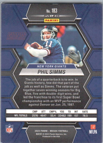 2023 Panini Mosaic #183 Phil Simms Camo Pink Mosaic