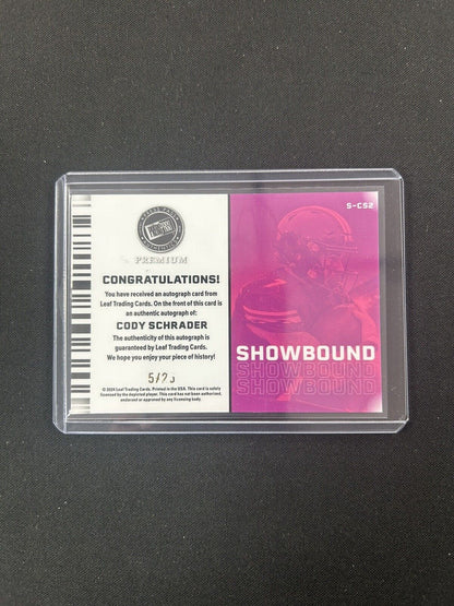 2024 Leaf Press Pass Showbound Cody Schrader auto /25