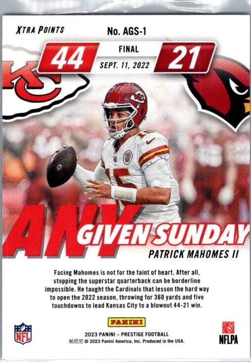 2023 Panini Prestige - Any Given Sunday #AGS-1 Patrick Mahomes II