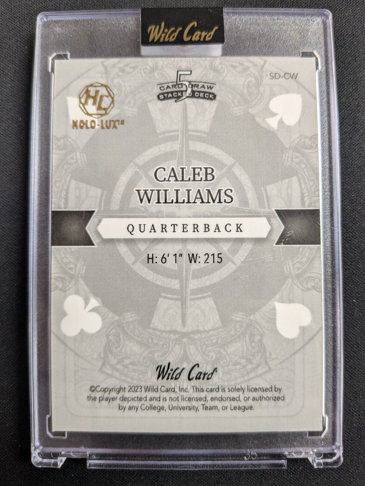 2023 Wild Card 5 Card Stacked Deck Holo-Lux Rainbow Caleb Williams #SD-CW 1/1