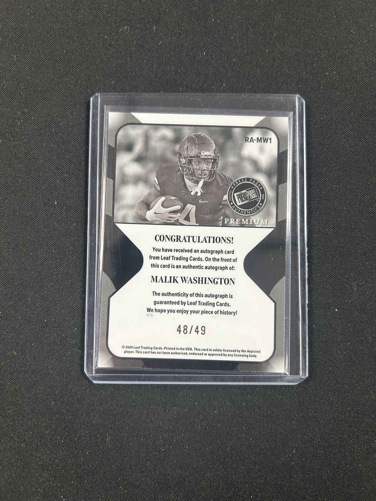 2024 Leaf Press Pass Premium Malik Washington auto /49