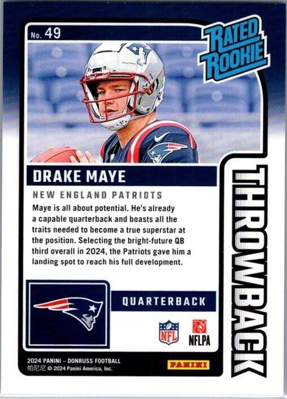 2024 Donruss Throwback Drake Maye Rated Rookie