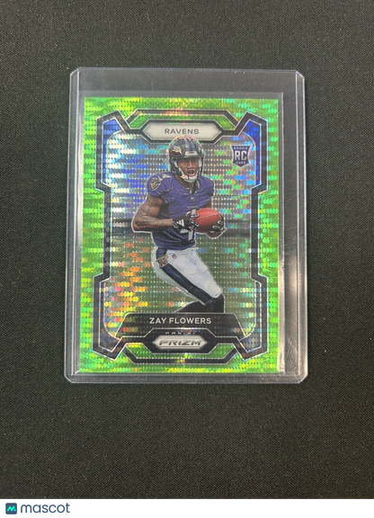 2023 Panini Prizm - Rookies Neon Green Pulsar Prizm #307 Zay Flowers (RC)