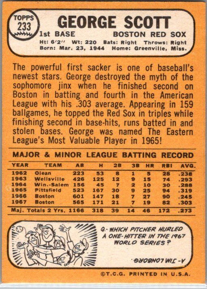 1968 Topps #233 George Scott EX/NM