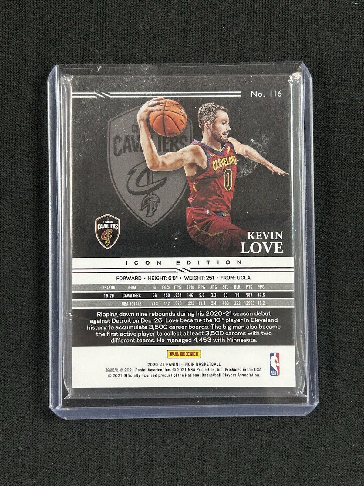 2020 Panini Noir Kevin Love /99