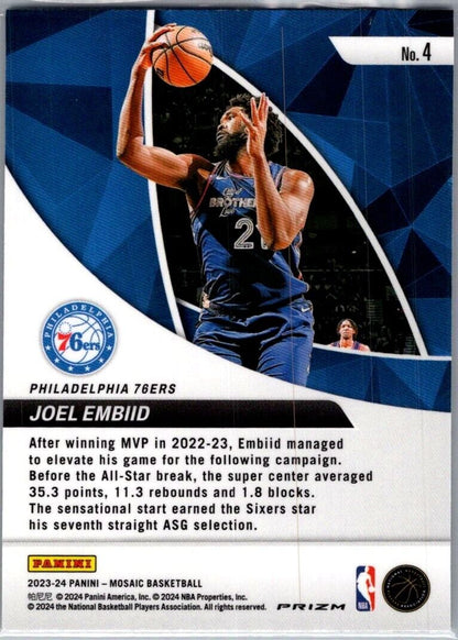 2023-24 Panini Mosaic Joel Embiid #4 Elevate Mosaic