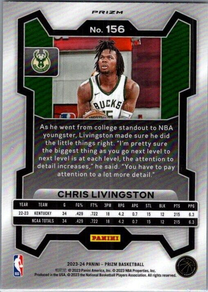 2023-24 Panini Prizm - #156 Chris Livingston (RC) Red White Blue